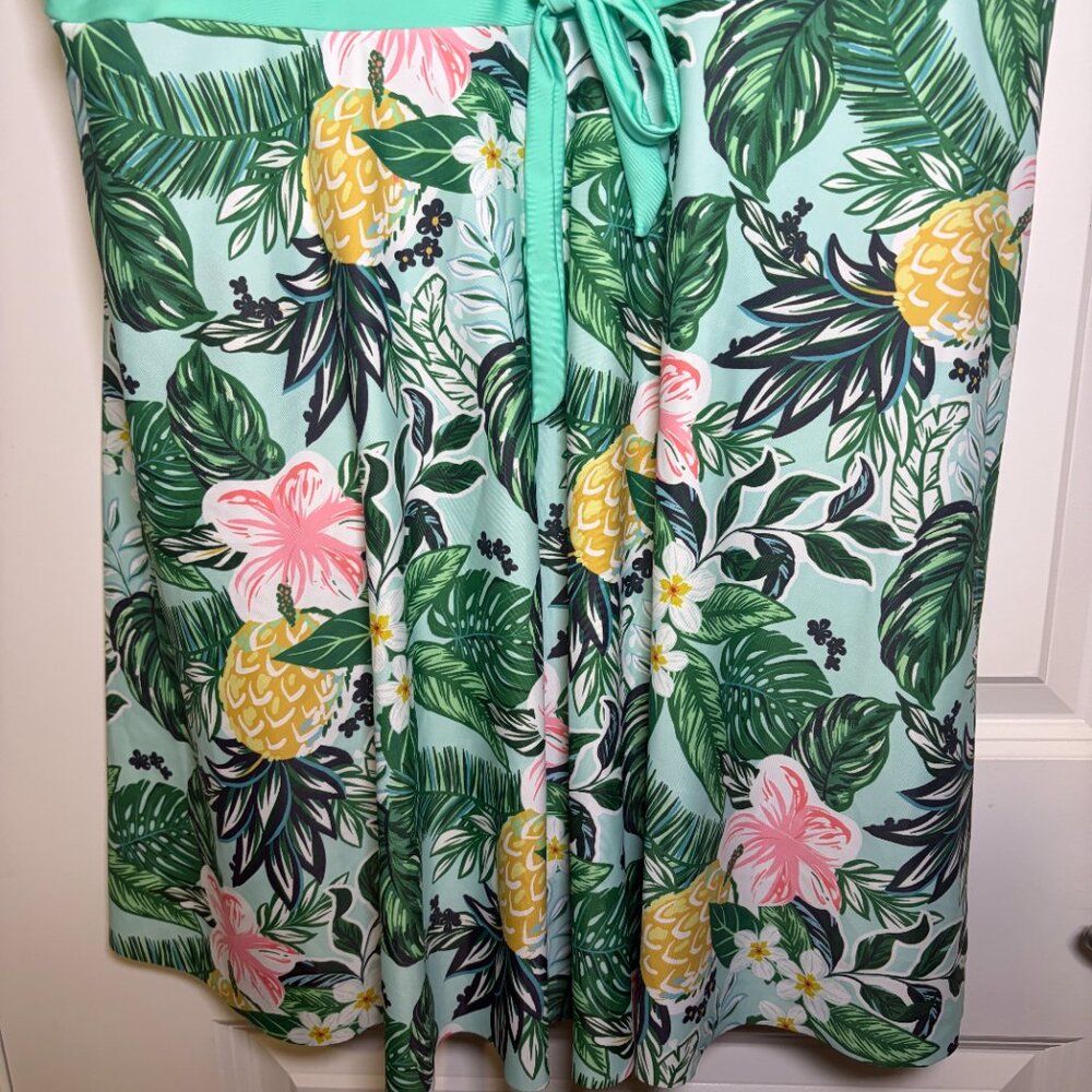 Women's Size 5X Aqua Tropical Print Swimwear Tankini Top - Picture 8 of 9